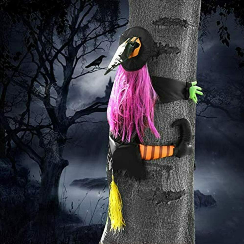Ochine Halloween Decoration Crashing Witch into Tree, Scary Witch Prop