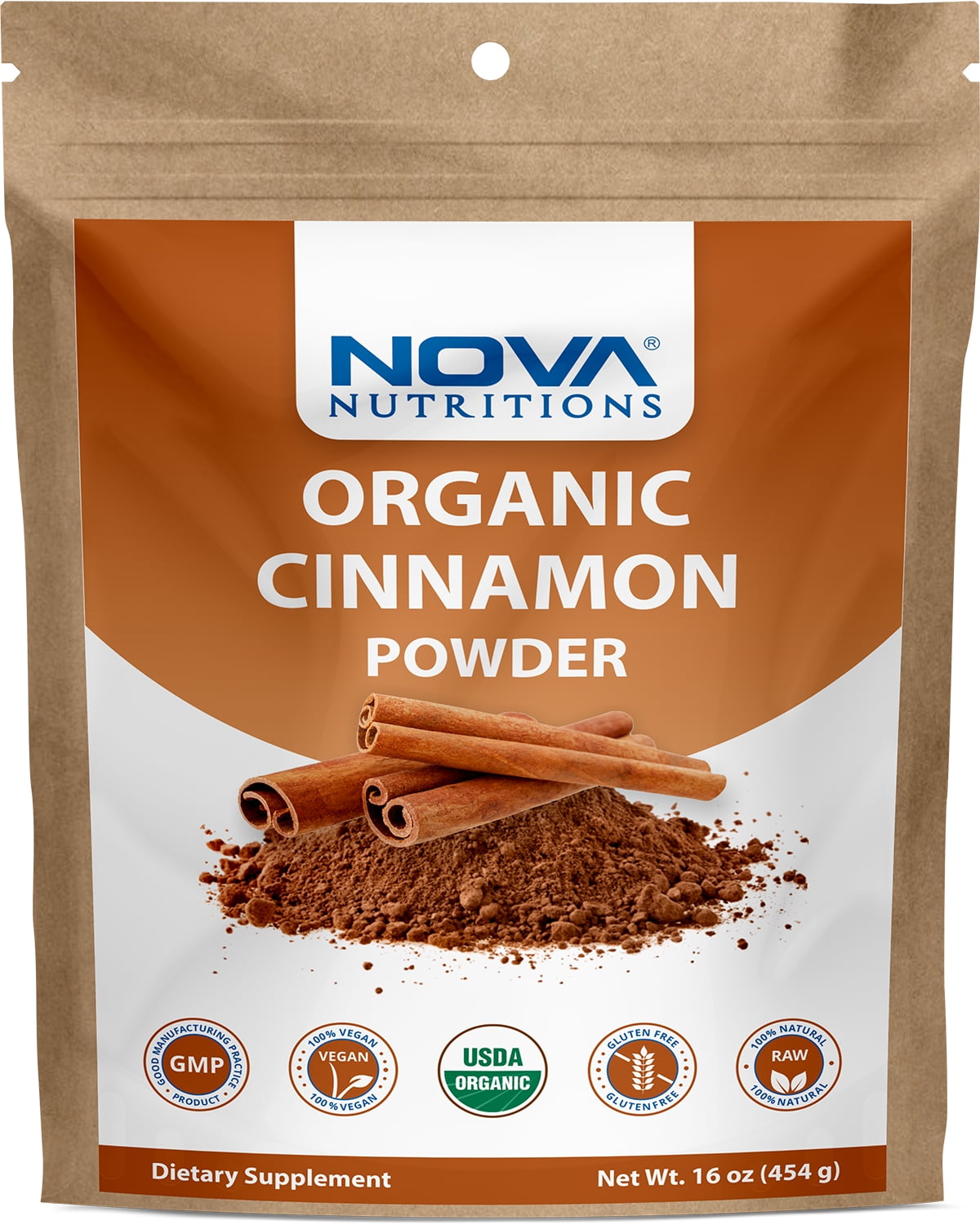 Nova Nutritions Certified Organic Cinnamon Powder 16 OZ (454 gm