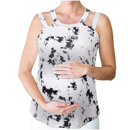 

Juebong Maternity Clothes for Pregnant Women Ladies Fashion Tie-dye Color Hollow Out Halter Neck Sleevelss Maternity Shirts Top