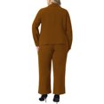 thumbnail image 3 of Plus Size Suit Two Piece Outfits for Women Business Office Blazer Jacket and Pants Suit Set 1X Brown, 3 of 6