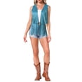 thumbnail image 3 of INSPIRE CHIC Women's Cardigan Fringe Vest Open Front Western Vintage Faux Suede Tassel Cardigan Bright Blue XL, 3 of 7