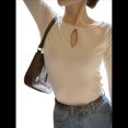 thumbnail image 2 of Camiseta de Larga y Cuello Redondo Estilo Francés para Mujer, Ideal para , Otoño e Invierno. Tops Interiores de Moda. Albaricoque XL, 2 of 10