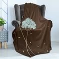 thumbnail image 4 of Brown and Blue Soft Flannel Fleece Blanket, Floral Design with Swirl Lines Falling Leaves Autumn Inspired, Cozy Plush for Indoor and Outdoor Use, 70" x 90", Pale Seafoam Brown Cream, by Ambesonne, 4 of 5