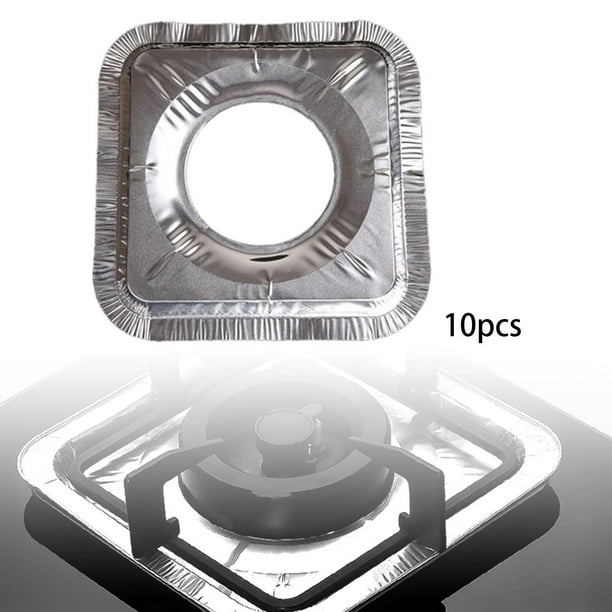 10x revestimientos de babero para quemador de estufa de Gas, cubiertas de estufa, accesorios de cocina papel de aluminio reutilizable protectores de Cuadrado Soledad Cubiertas para quemadores de estufa