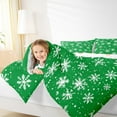 thumbnail image 4 of Manfei Green Cartoon Snowflake Full Size Comforter Sets for Teen, Winter Snow Bedding Comforter Set, Western Christmas Festival Reversible Bedding Sets, Ultra Soft Home Decor, 3pcs, 4 of 8
