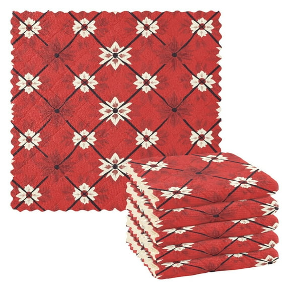 Red Plaid Kitchen Cloth Dish Towels for Drying Washing Absorbent Dish Rags 6 Pack