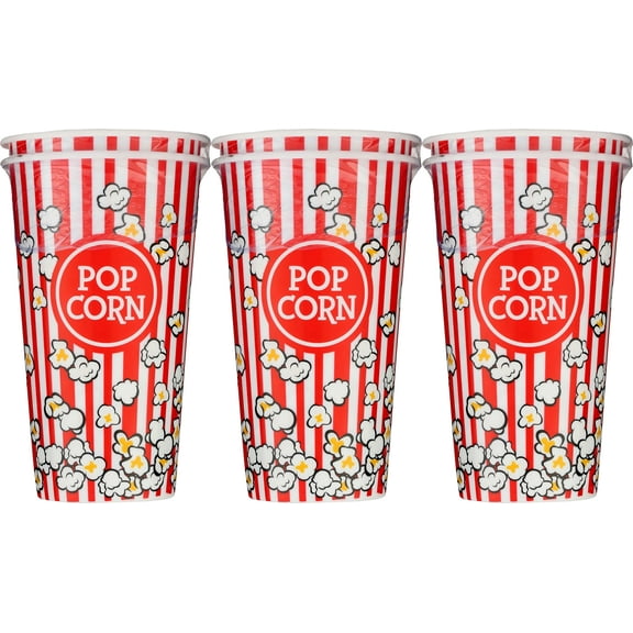Family Home Popcorn Buckets Plastic Container Cups (Set of 6)