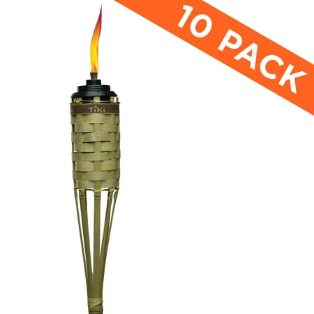 TIKI® Brand 57-inch Barbados Bamboo Torch with Easy Pour System Natural 10-pack