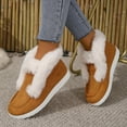 thumbnail image 3 of Womens Snow Boots Suede Fuzzy Loafers Winter Lightweight Soft Sole Thickened Warm Slip on Low Top House Shoes, 3 of 6