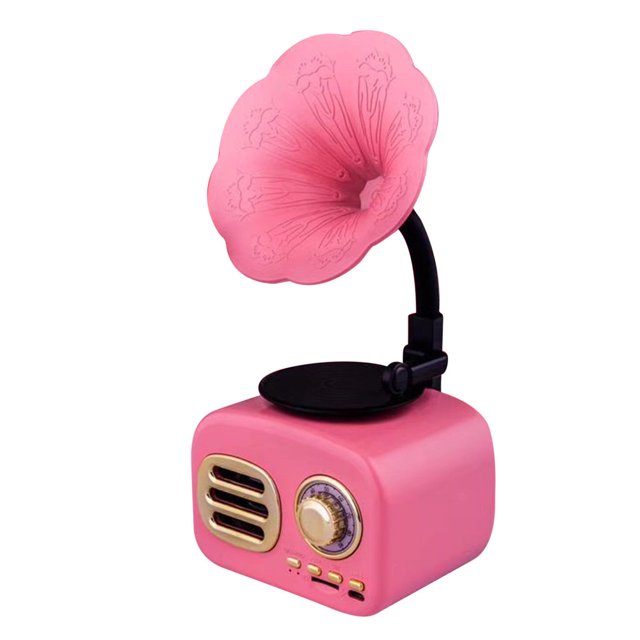 HLONK Haut-Parleur Gramophone Rétro Bluetooth Portable Mini Haut-Parleur Sans Fil Style Vintage Klaxon Lecteur de Musique Bluetooth Système de Son Rétro