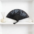 thumbnail image 6 of EDhome Portable Silk Cloth Folding Fan, Sturdy Bamboo Frame Antique Style Fan with Tassel, Unique Gifts Decorative Hand Fan for Stage Wedding Home Use, B, 6 of 6