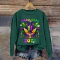 thumbnail image 2 of Tweang Women's Mardi Gras Mask Graphic Shirts Mardi Gras Sweatshirt Women Graphic Sweatshirts for Women Crewneck Sweatshirt Loose Fitting Tops for Women Oversized Sweatshirt for Women Army Green L, 2 of 4