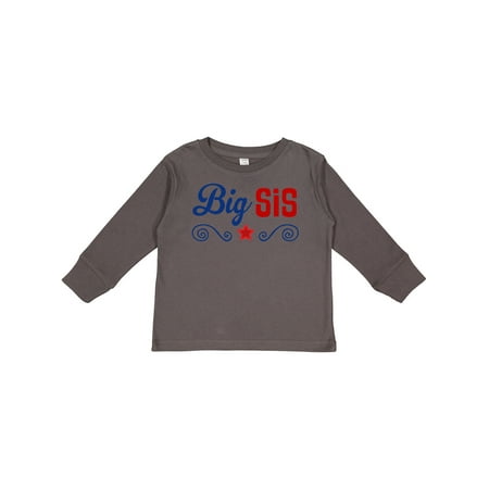 

Inktastic Big Sis Patriotic Sister Gift Toddler Toddler Girl Long Sleeve T-Shirt