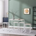 thumbnail image 5 of Bar Table and Chairs Set,5-Piece Counter Height Dining Set,Kitchen Counter with Bar Chairs（W/ 4 Chairs）,Breakfast Bar Pub Table and Stool Set , Industrial for Kitchen, Living Room, Party Room (White), 5 of 8