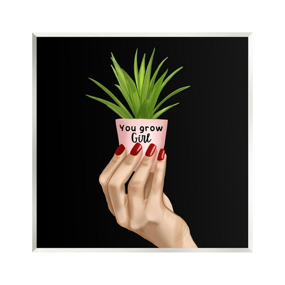 Stupell Industries You Grow Girl Plant Botanical & Floral Painting Unframed Art Print Wall Art, 12 x 12