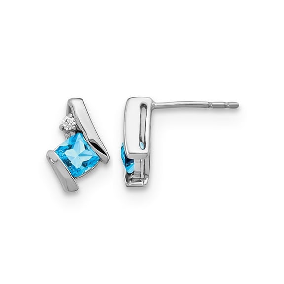 1/2 Carat (Ctw) Natural Blue Topaz Stud Earrings in Sterling Silver