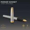 thumbnail image 2 of Parker Sonnet Fountain Pen | Stainless Steel with Gold Trim | Medium Nib | Gift Box, 2 of 8