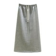 thumbnail image 4 of Brondbend Women's Skirts Midi Skirt Solid Color Slim Mid-Calf Skirt Retro Skirts Comfortable Dress Office Clearance Sale Gray Skirt for Women Size-XL, 4 of 6