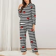 thumbnail image 2 of Balery Ladybugs on Black and White Striped Conjunto de Pijama con Estampado para Mujer, Conjunto de Dos Piezas con Manga Larga, Ropa de Dormir Suave con Bolsillos, Pijamas Cómodos-Medium, 2 of 7