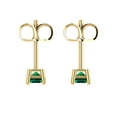 thumbnail image 4 of 0.5 ct Push-Back Stud Earrings for Women | 3.5mm Princess Cut Simulated Emerald | 18K Yellow Gold, 4 of 5