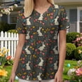 thumbnail image 7 of COMVALUE Easter Scrub Tops Women Short Sleeve V-neck Cute Bunny and Eggs Printed Scrubs Top Medical Nurse Uniforms with Pockets (Yellow, L), 7 of 7