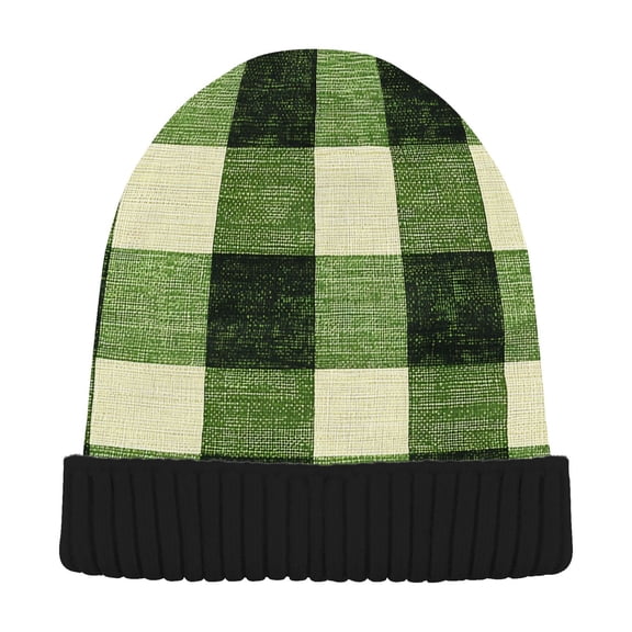 joogoo Checkered Grid-a2 Beanie Hats Cuffed Winter Warm Knit Thick Beanies