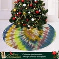 thumbnail image 6 of FMSHPON Tie Dye Pattern of YellowBlue Color Xmas Christmas Tree Skirt Stand Mat for Holiday Party Decoration Indoor Outdoor 36 inches, 6 of 6