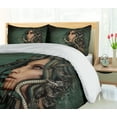 thumbnail image 5 of Ambesonne Myth Duvet Cover Sets, Woman Snakes, 2-King, Green and Tan, 5 of 7