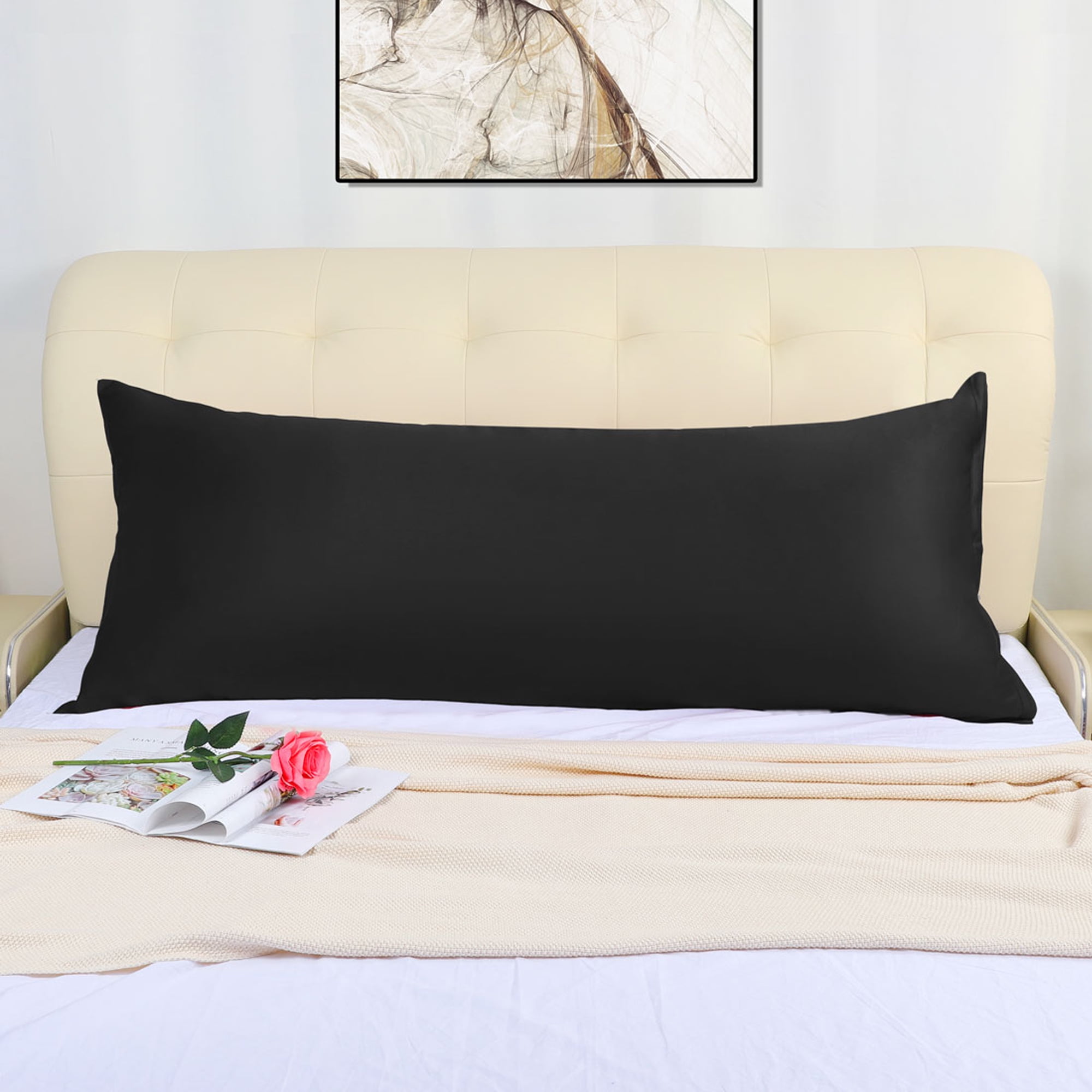Body Pillow Cover Long Bolster Pillowcase Covers w Zipper Black 20