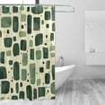thumbnail image 2 of Yayeee Shower Curtain with Hooks 72"x72" Waterproof Fabric Bathroom Hanging Decor, Green Geometric, 2 of 5