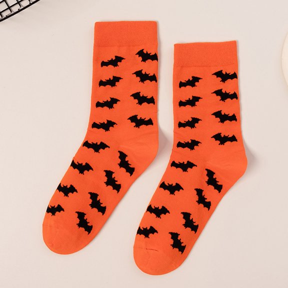 Halloween Mid Calf Socks, Unisex Fun Crew Socks with Halloween Print, Soft Comfy Breathable Polyester Blend, Perfect for Halloween Party, Daily Wear, and Gift Exchange