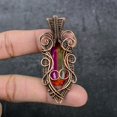 thumbnail image 2 of Natural Bi-Color Tourmaline Copper Wire Wrap Gift Jewelry Pendant 2.68", 2 of 4