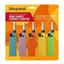 Navpeak Mini Candle Lighter Multipurpose Lighter Utility Lighter with Extended Wand Handy Refillable for Kitchen Fireplace Pilot Light DIY BBQ Grill Stove 5 Pack (Butane Included)