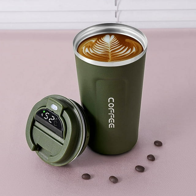Innotech Taza/botella/taza de Café, Té y Bebidas Calientes de Acero Inoxidable de Doble Pared con Control Inteligente de Temperatura y Pantalla Led de Temperatura en la Tapa