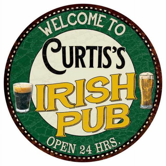 Curtis's Irish Pub 14" Round Metal Sign Kitchen Bar Wall Decor 100140036259
