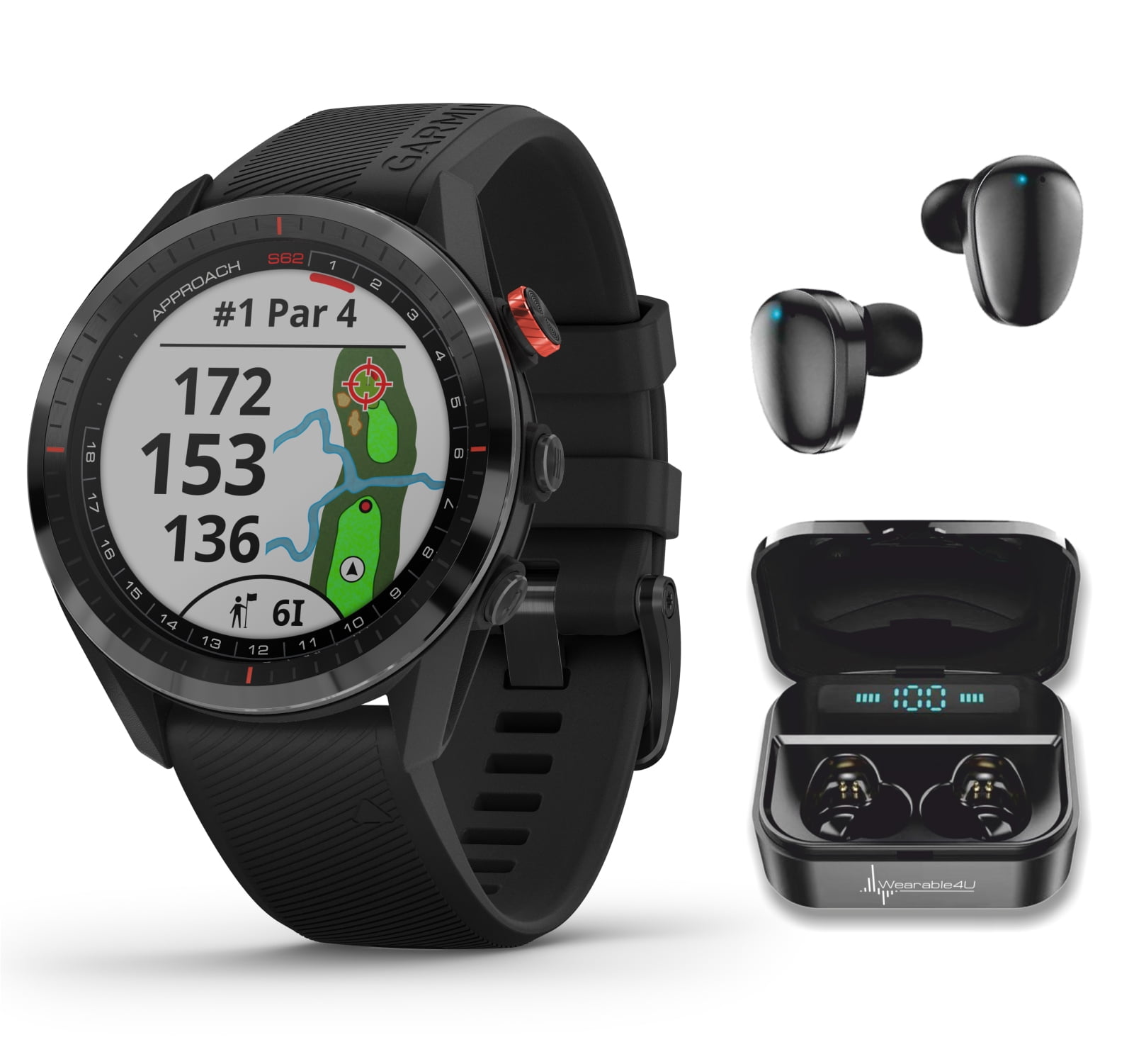 Garmin Approach S62 Premium GPS Black Golf Watch with 3xCT10 and