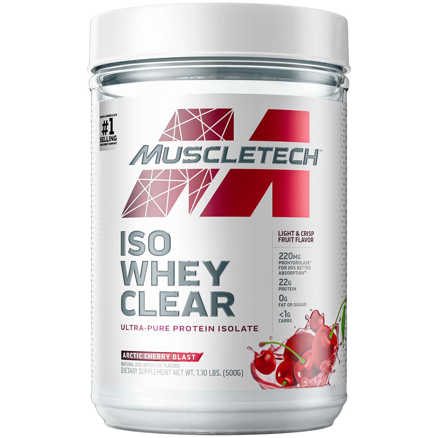 MuscleTech Iso Whey Protein Powder, Arctic Cherry Blast, 19 Servings