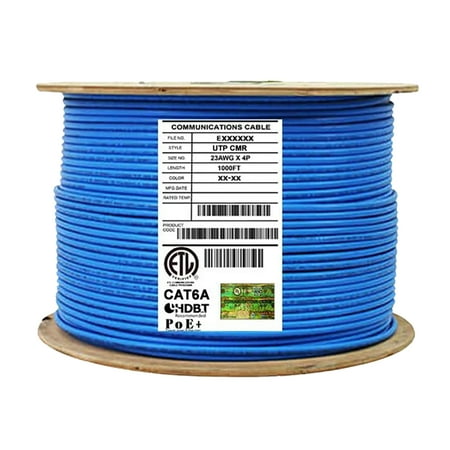 Infinity Cable CAT6A 650MHz CMR/Riser Solid Unshielded 100% Pure Copper  1000 Ft. Bulk Cable Pull Box  Blue price history on PriceWatchPro