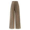 thumbnail image 4 of Bibifish Womens Pants Soft Flowy Wide Leg Drawstring Elastic High Waist Trousers Dragging Hem Comfy Wear Everyday Ladies Bottom Outfits, 4 of 5
