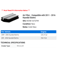 thumbnail image 2 of Air Filter - Compatible with 2011 - 2016 Hyundai Elantra 2012 2013 2014 2015, 2 of 2