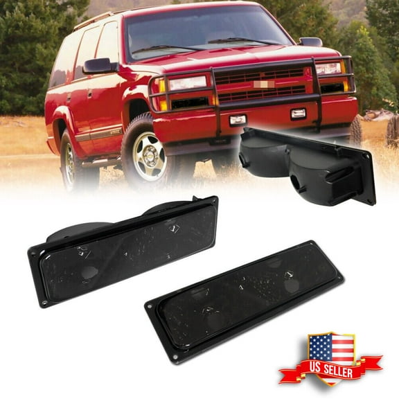 GTINTHEBOX Smoked Corner Parking Signal Lights For 1988-1998 GMC Chevy C/K 1500/2500/3500 Truck