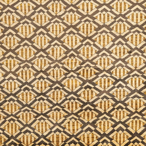 Ahgly Company Machine Washable Indoor Square Abstract Mustard Yellow Area Rugs, 3' Square