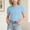 A16 Blue, variant on Teen Tween Girls Ribbed Knit T Shirt Crewneck Short Sleeve Slim Fit Tops Solid Color Stretchy Basic Tee Casual Summer Daily Wear Active Shirts Apparel Clothes