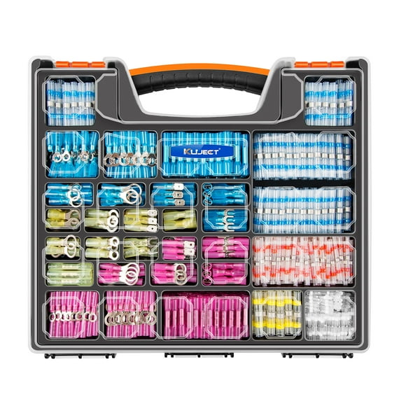 Kuject 1200PCS Heat Shrink Wire Connectors, Multipurpose Waterproof Electrical Wire Terminals kit, Insulated Crimp Ring Fork Spade Terminal Solder Butt Splice Connectors