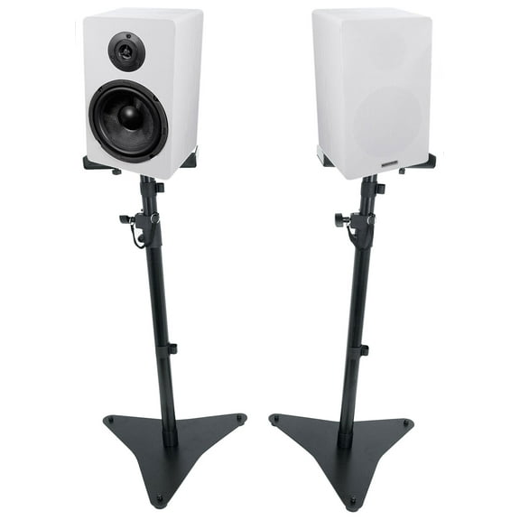 Pair Rockville RockShelf 64W 6.5" Home Bookshelf Speakers Adjustable Stands
