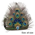 thumbnail image 3 of Jiibva Boho Peacock Feather Headdress - Fluffy Feather Hair Fascinator Hat for Carnival Halloween Party, 3 of 7