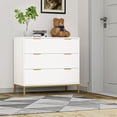 thumbnail image 1 of Eumyviv Commode avec Poignées Dorées Style Mi-Siècle Moderne Commode de Rangement à 3 Tiroirs pour Chambre Salon, Blanc H0074, 1 of 9