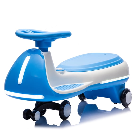 12V Kids ride on Electric Wiggle Car W/2-in-1 Smart Design,Controllable LED Lights,Flashing PU Wheels&Wide front auxiliary wheels,Triangular Stability Frame,5MPH Max Speed,Bluetooth Music