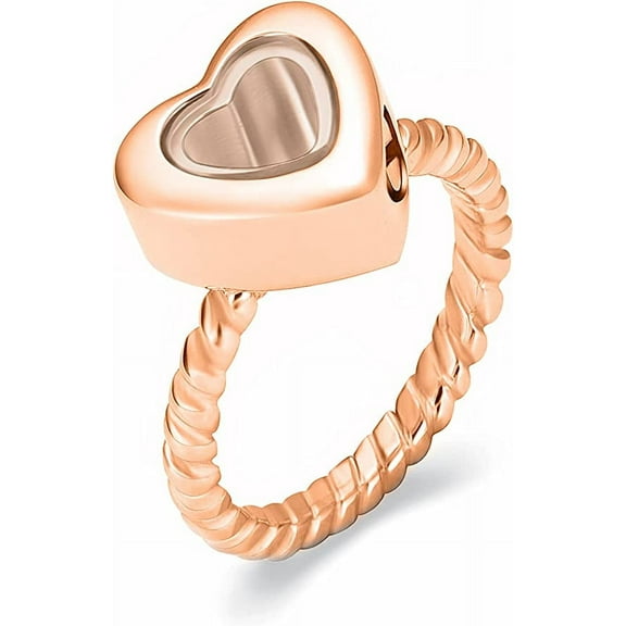 NO.9 Glass Heart Urn Cremation Rings for Ashes - Stainless Steel Memorial Finger Ring Human Pets Keepsake Jewelry for Women
