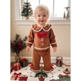 thumbnail image 3 of RUINIXCW Toddler Baby Girl Christmas Gingerbread Outfit Infant Girl Fall Winter Warm Clothes Plush Peter Pan Collar Long Sleeve Shirt Tops Pants Set, 3 of 10